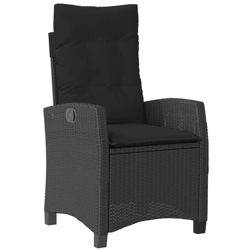 Outdoor Garden Dining Set 7 Piece Black PE Rattan Chairs Table with Cushions