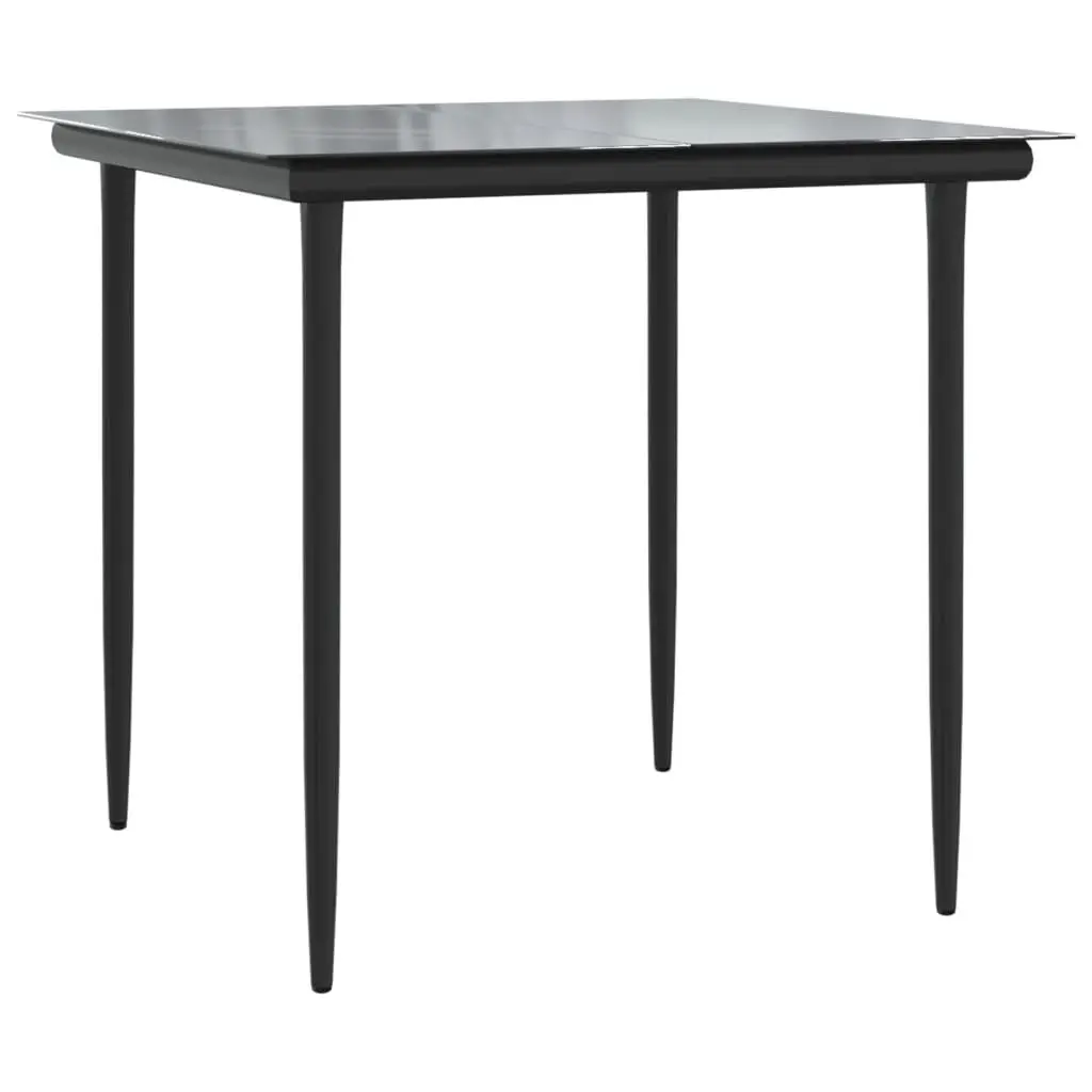 Garden Dining Set 5 Piece Outdoor Furniture Black Poly Rattan Chairs Table Adjustable Backrest Tempered Glass Top