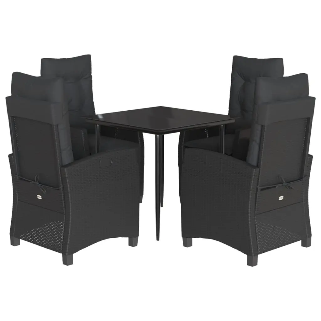 Garden Dining Set 5 Piece Outdoor Furniture PE Rattan Table Adjustable Backrest Chairs Cushions