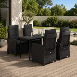 5 Piece Black Poly Rattan Garden Dining Set for Your Patio