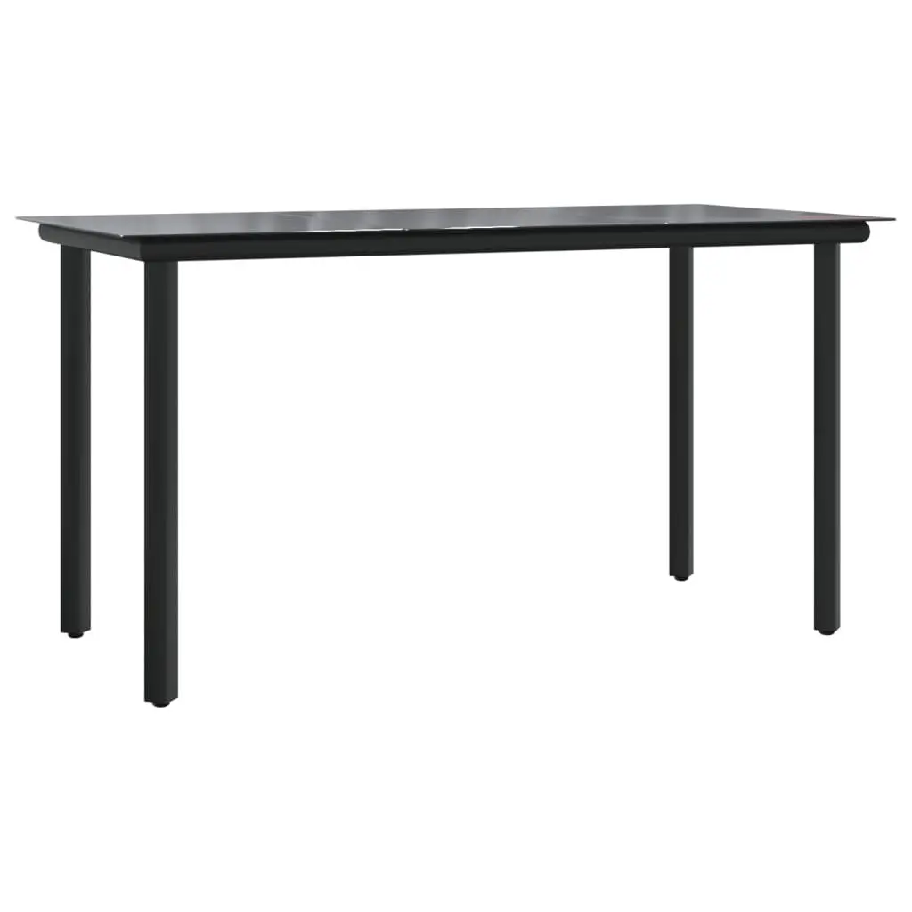 Outdoor Dining Set 5 Piece Black PE Rattan Chairs Table with Cushioned Seating and Tempered Glass Top
