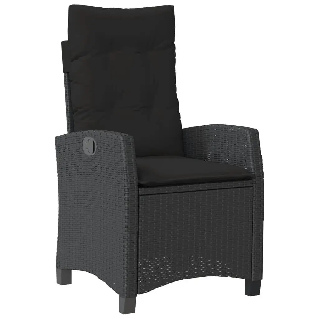 Outdoor Dining Set 5 Piece Black PE Rattan Chairs Table with Cushioned Seating and Tempered Glass Top