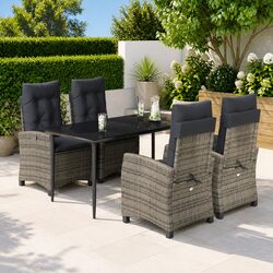 Transform Your Patio with a 5-Piece Grey Rattan Dining Set