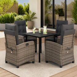 Stylish Outdoor Dining Set - 5 Pieces in Grey