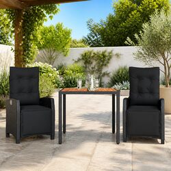 Outdoor Garden Dining Set 3 Piece Poly Rattan Chairs Table Patio Furniture