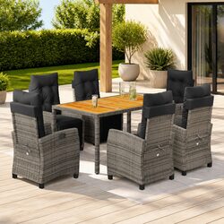 Stylish 7 Piece Outdoor Dining Set with Cushions