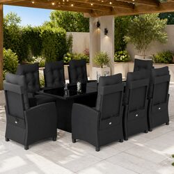 Stylish 9 Piece Outdoor Dining Set with Cushions