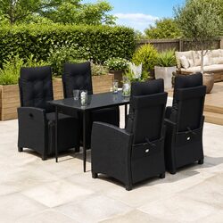 5-Piece Outdoor Dining Set in Black Rattan for Relaxation