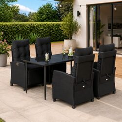 Stylish 5-Piece Garden Dining Set in Black