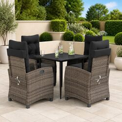 Stylish 5 Piece Outdoor Grey Dining Set with Cushions