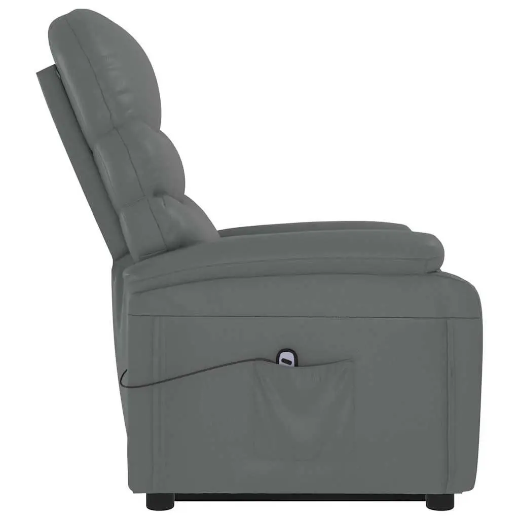Electric Power Lift Recliner Chair Anthracite Faux Leather Padded Seat