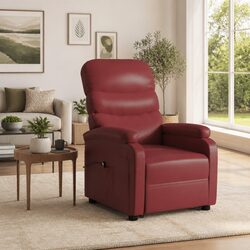 Stylish Red Faux Leather Stand Up Chair with Electric Lift