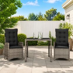 Outdoor Furniture Set with Grey Poly Rattan and Comfortable Cushions