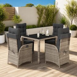 Stylish 5 Piece Garden Dining Set with Cushions in Grey