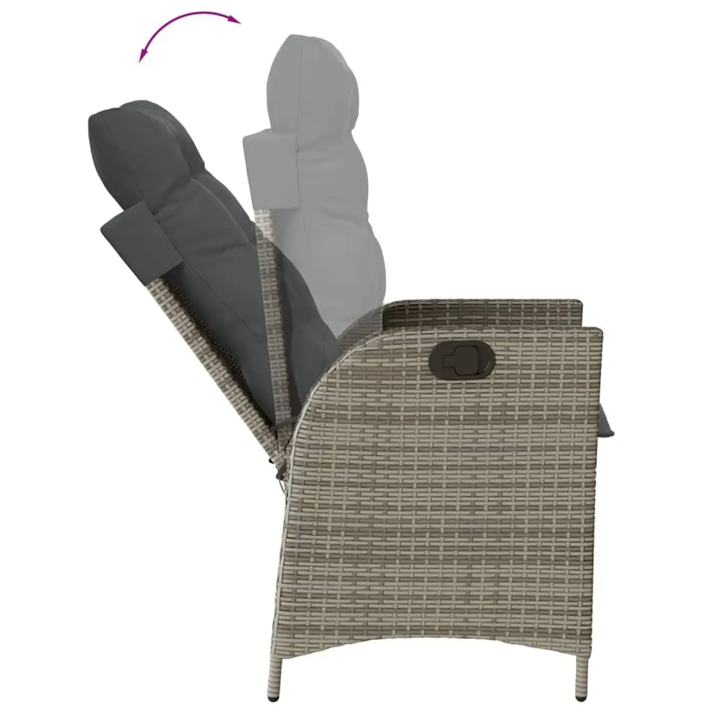 Garden Dining Set 7 Piece Outdoor Furniture Grey Poly Rattan with Cushions