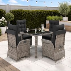 Outdoor 5 Piece Grey Dining Set with Cushions for Your Garden