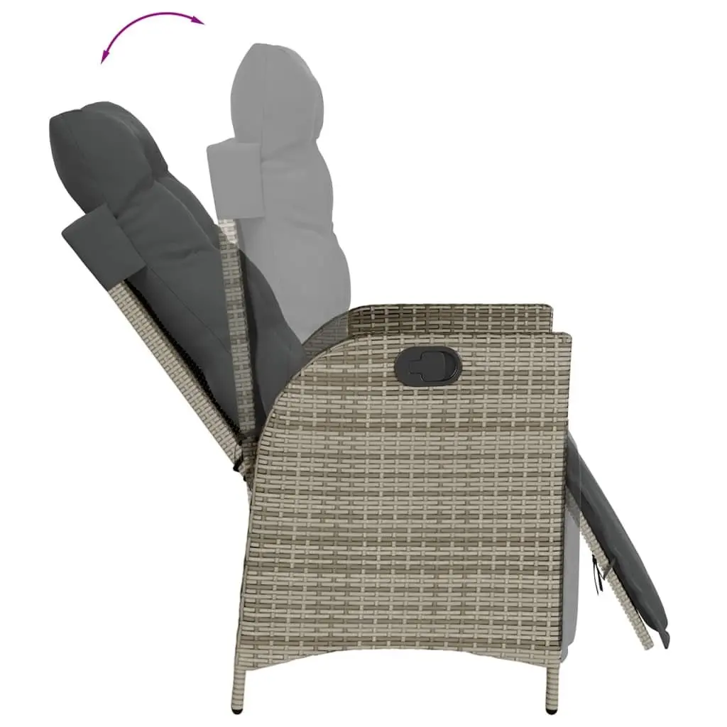 5 Piece Garden Dining Set Grey PE Rattan Outdoor Furniture Adjustable Backrest Footrest