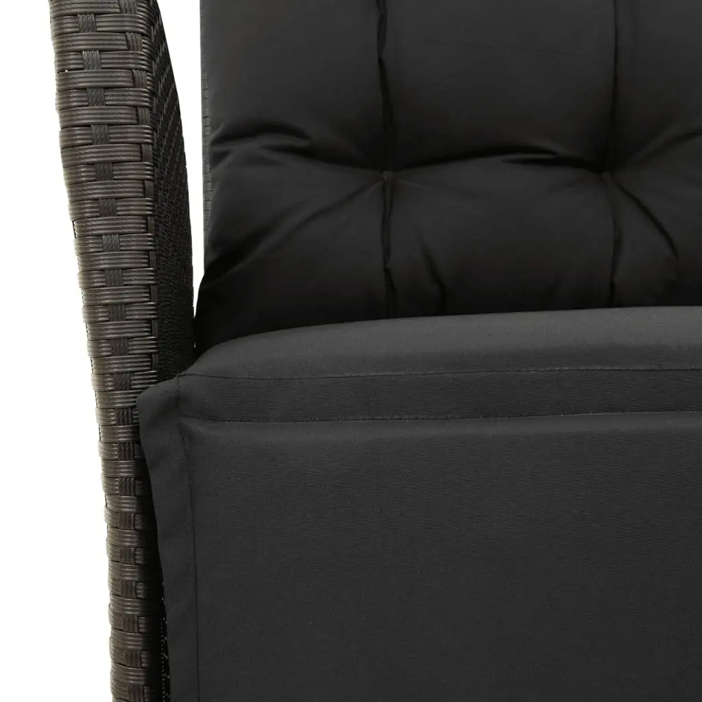 Garden Dining Set 5 Piece Outdoor Furniture Black Poly Rattan Cushions