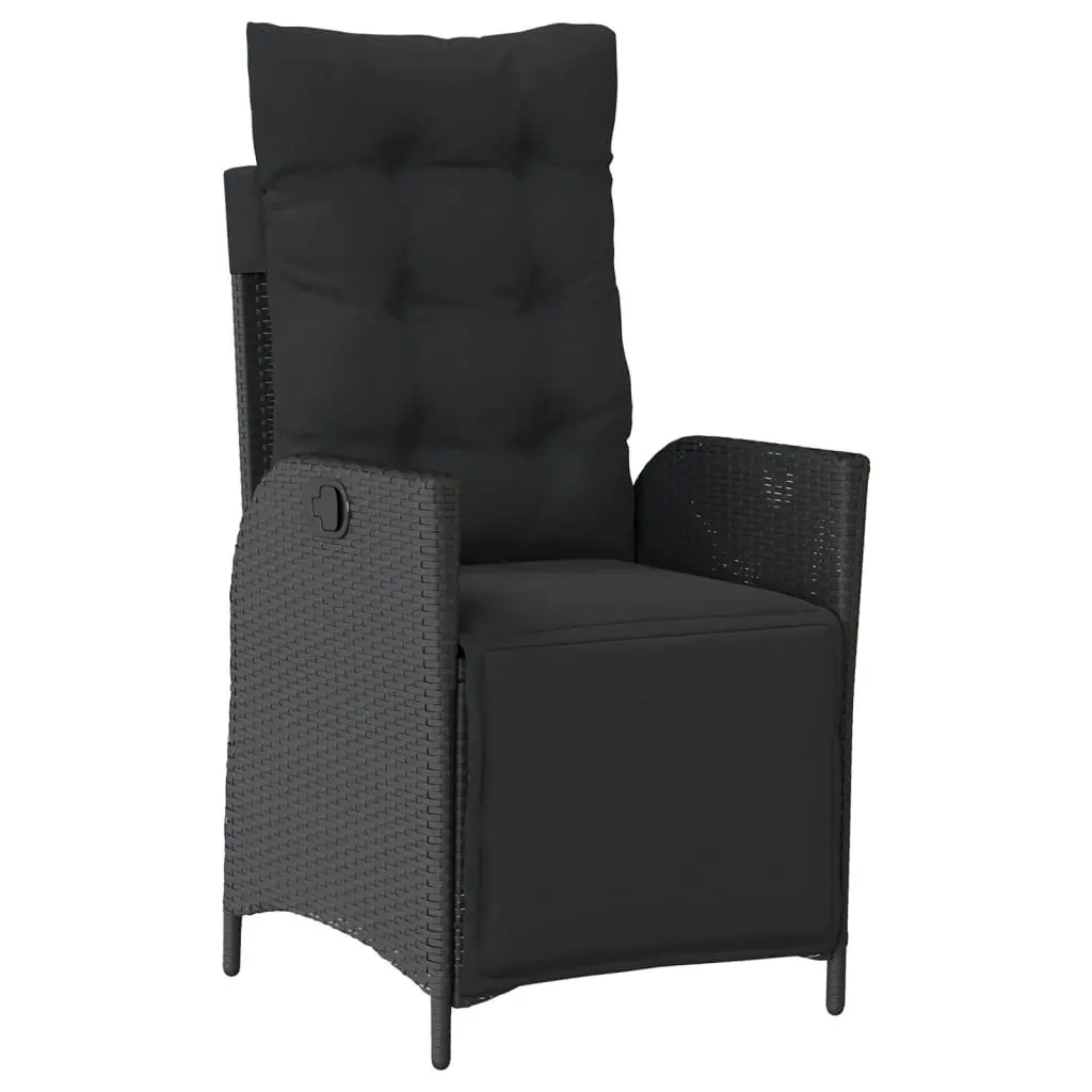 Garden Dining Set 5 Piece Outdoor Furniture Black PE Rattan Cushioned Seating with Glass Tabletop