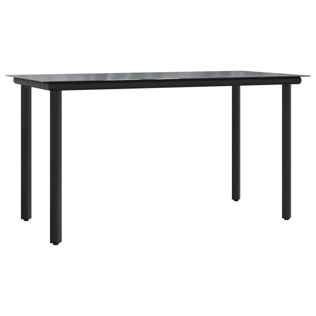 Garden Dining Set 5 Piece Outdoor Furniture Black PE Rattan Cushioned Seating with Glass Tabletop