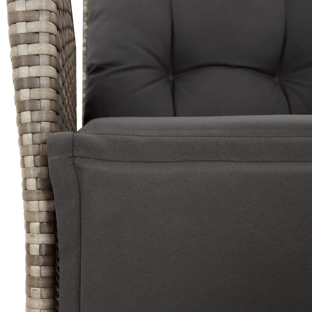 Outdoor Furniture Set 5 Piece Rattan Dining Chairs Table Cushions Grey