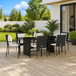 Elegant 7 Piece Black Garden Dining Set for Outdoor Spaces