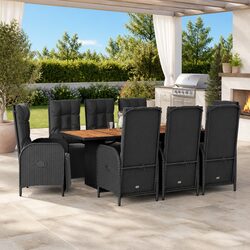 Stylish 9-Piece Outdoor Dining Set in Black Rattan