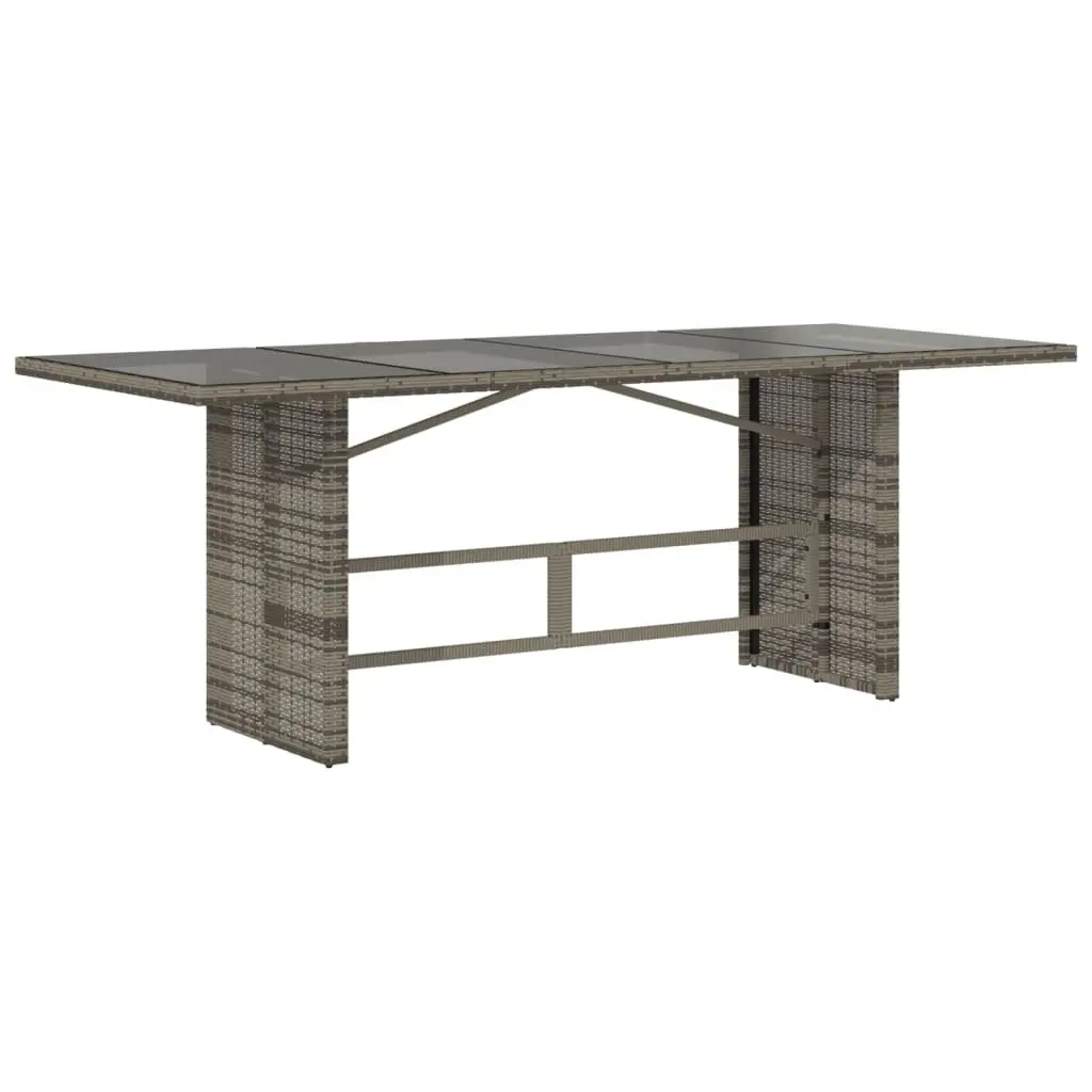 Garden Dining Set 9 Piece Grey PE Rattan Outdoor Furniture with Tempered Glass Table and Adjustable Backrest