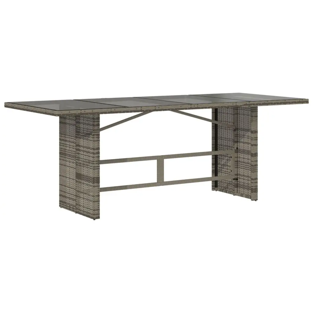 Garden Dining Set 9 Piece Grey Poly Rattan Outdoor Furniture with Adjustable Backrest and Tempered Glass Tabletop