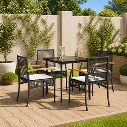 5 Piece Black Garden Dining Set for Outdoor Living