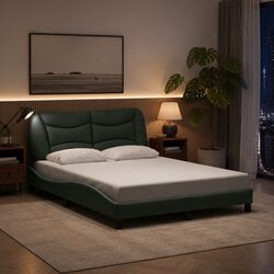 Modern Double Bed Frame with LED Lighting and Headboard