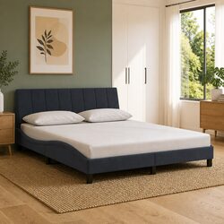 Modern Grey Velvet Queen Bed Frame with LED Lighting