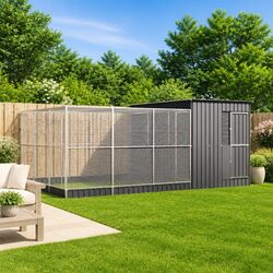 Aviary with Extension Silver 497x303x216 cm Steel Frame Bird Cage Outdoor
