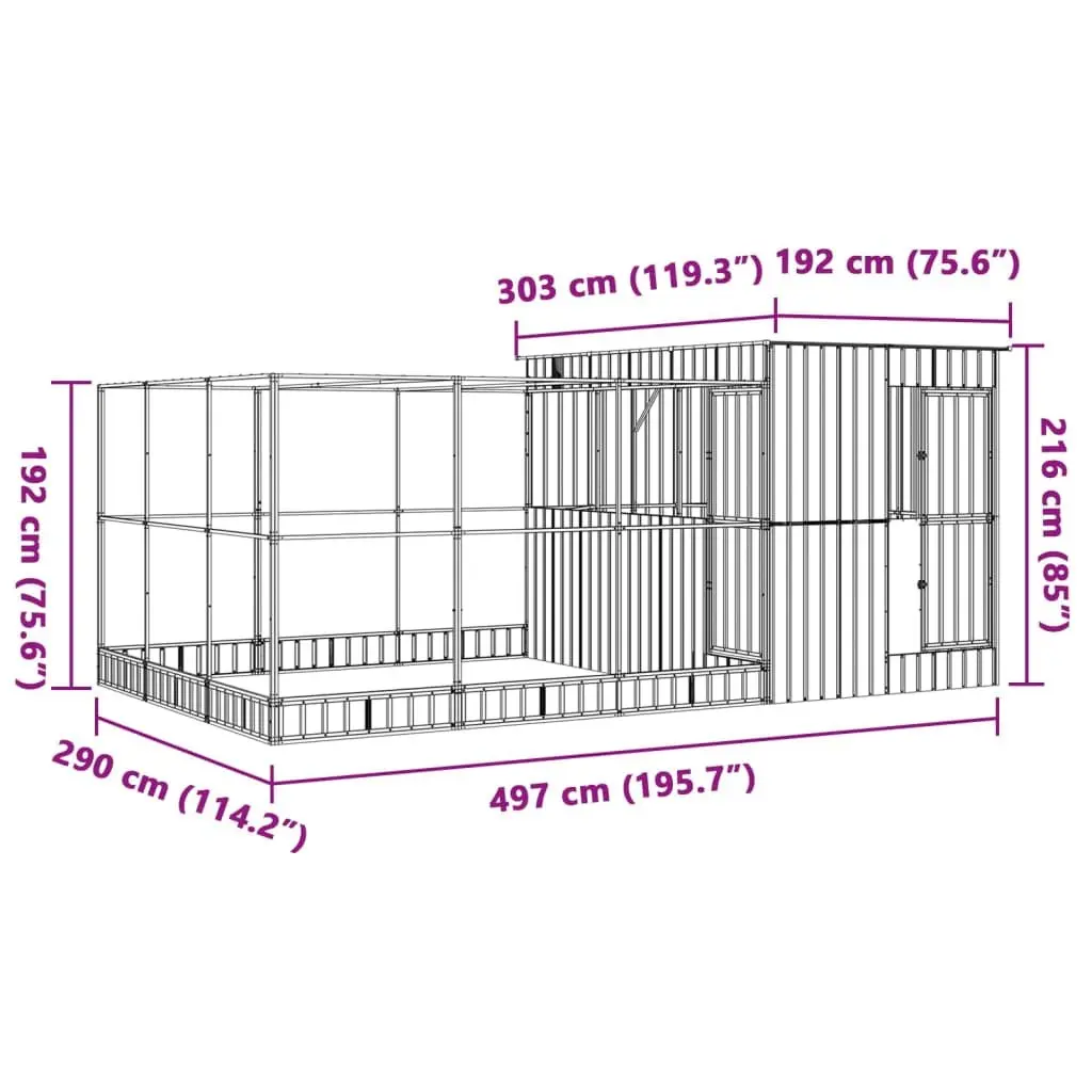 Aviary 497x303x216 cm Steel Frame Extension Outdoor Bird Cage