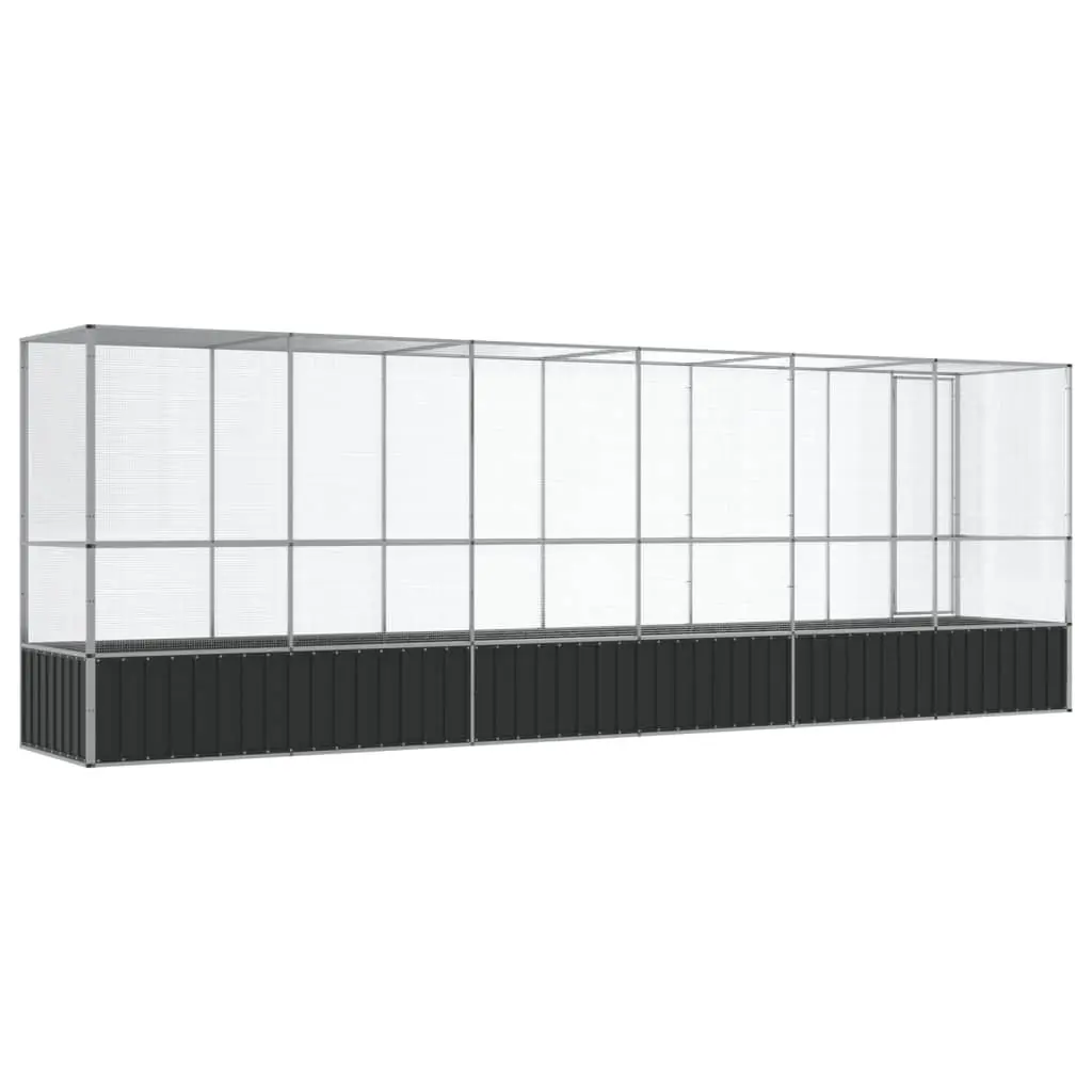 Large Outdoor Bird Enclosure with Extension Steel Mesh Aviary for Safe Flying Space Silver