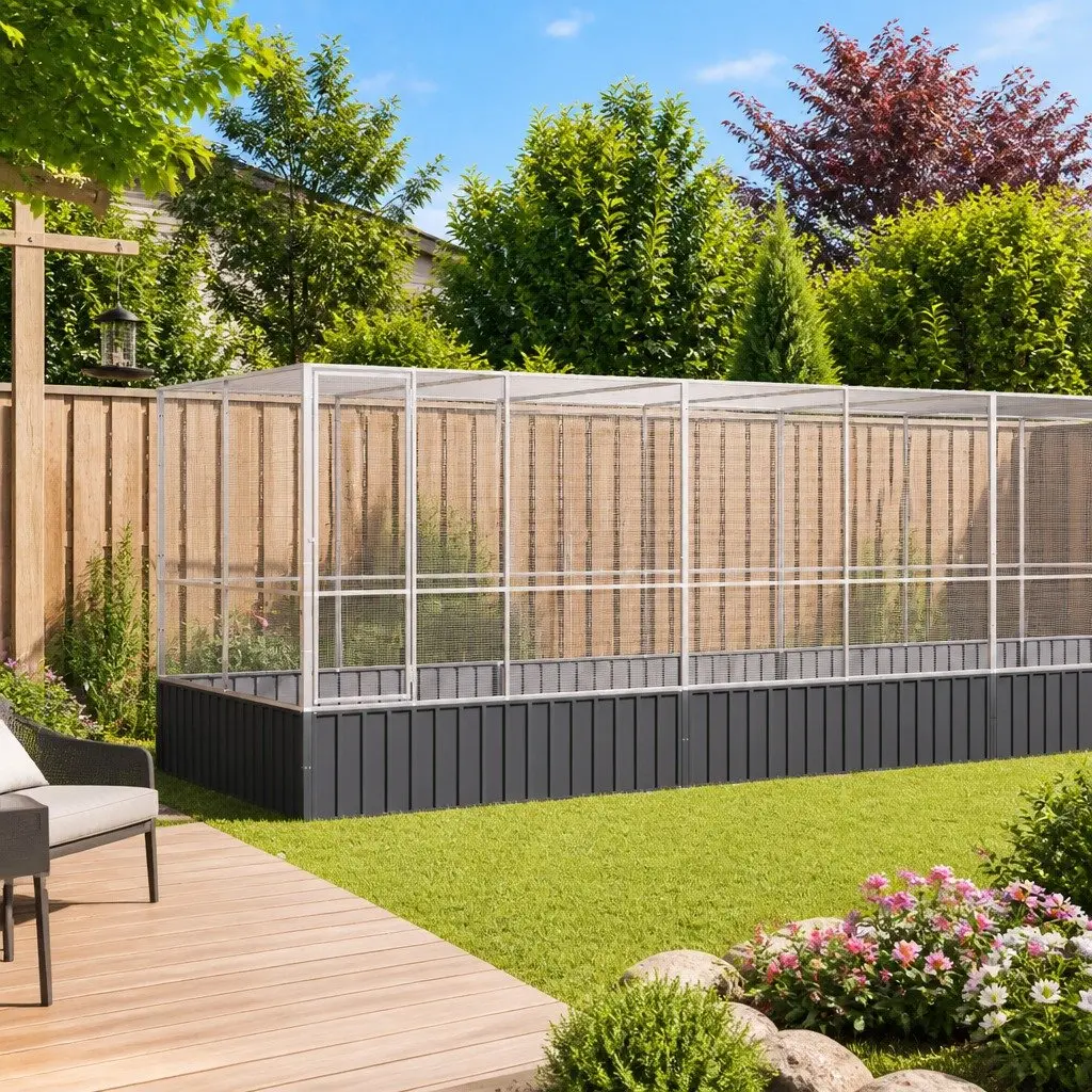 Large Bird Aviary 1039 x 207 x 212 cm Steel Mesh Cage Outdoor Flight Run