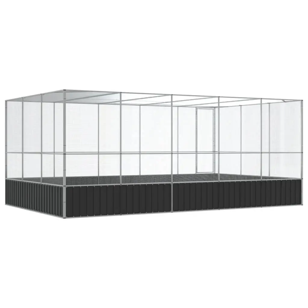 Large Bird Aviary 518 x 307 x 212 cm Steel Mesh Cage with Extension Silver