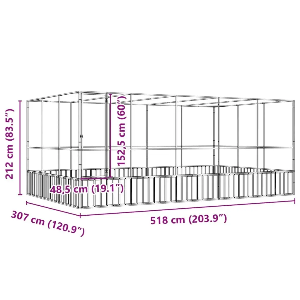 Large Bird Aviary 518 x 307 x 212 cm Steel Mesh Cage with Extension Silver