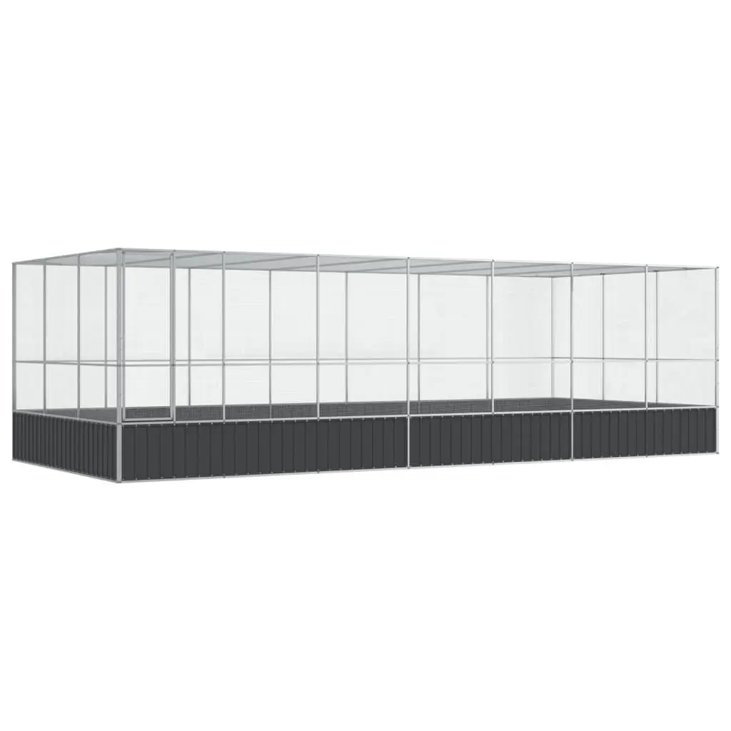 Bird Aviary Large Silver Galvanised Steel Mesh Cage with Extension for Outdoor Use