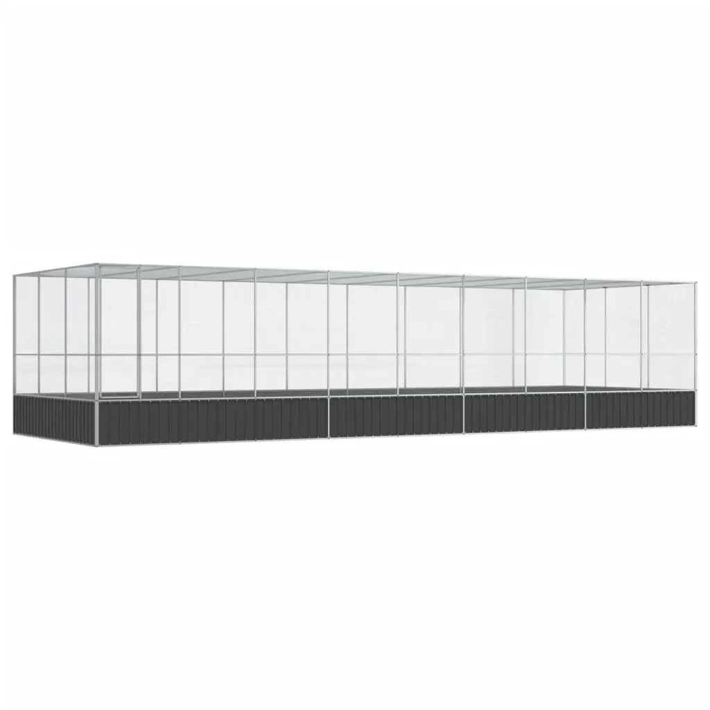 Large Aviary with Extension Galvanised Steel Mesh Bird Cage Outdoor Enclosure Silver