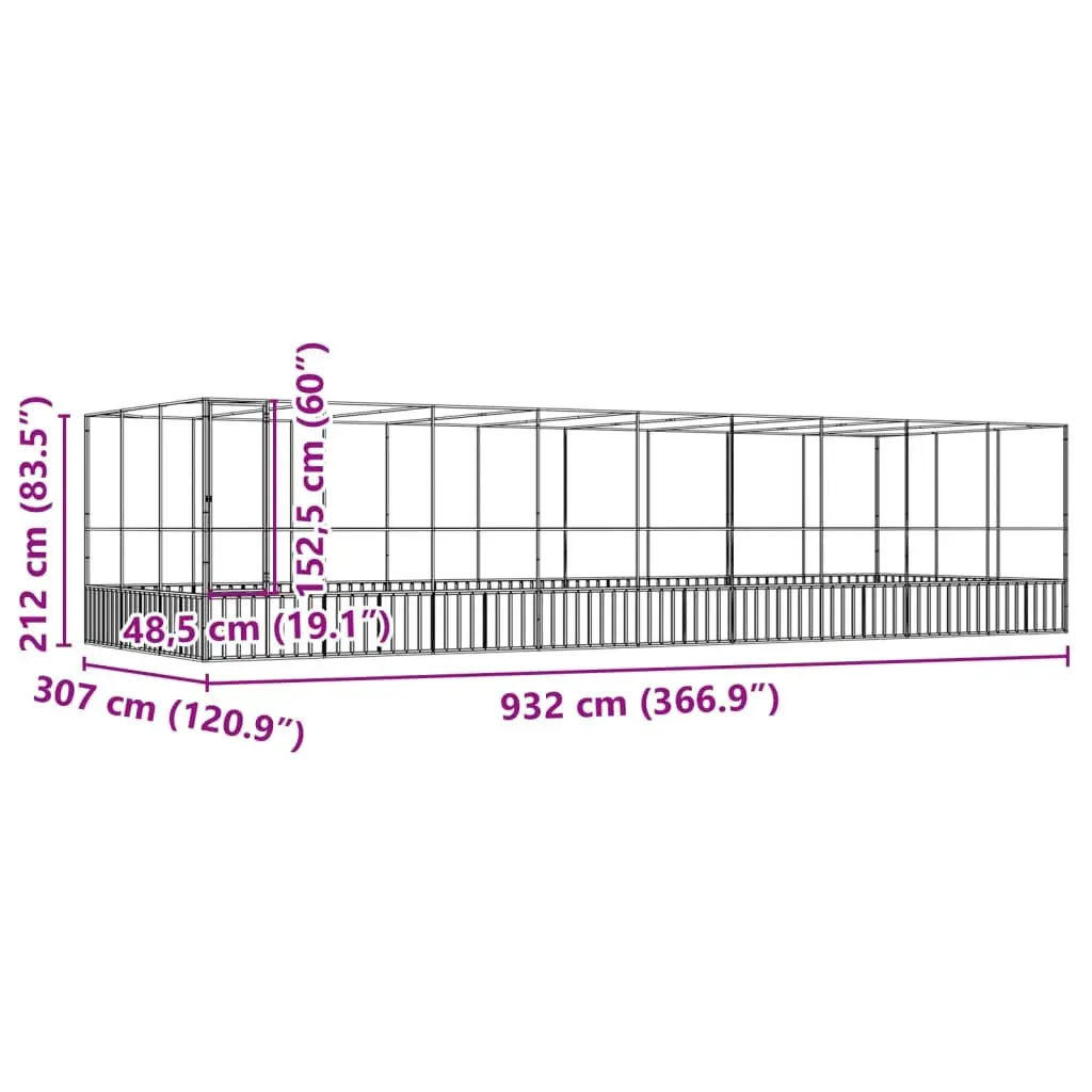 Large Aviary with Extension Galvanised Steel Mesh Bird Cage Outdoor Enclosure Silver