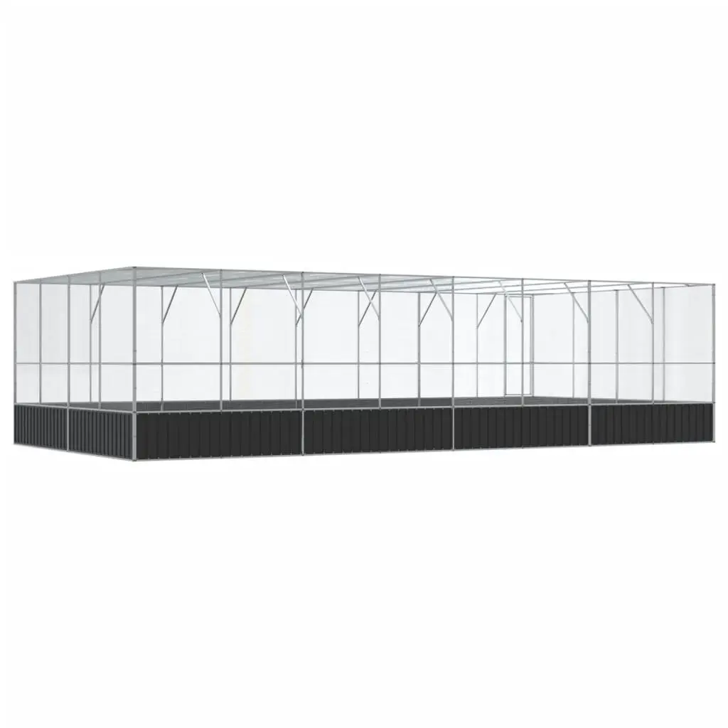 Bird Aviary with Extension Silver Large Outdoor Cage Steel Mesh Enclosure