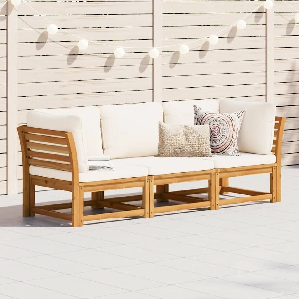 3 Piece Garden Lounge Set Outdoor Sectional Sofa Furniture with Cushions Brown