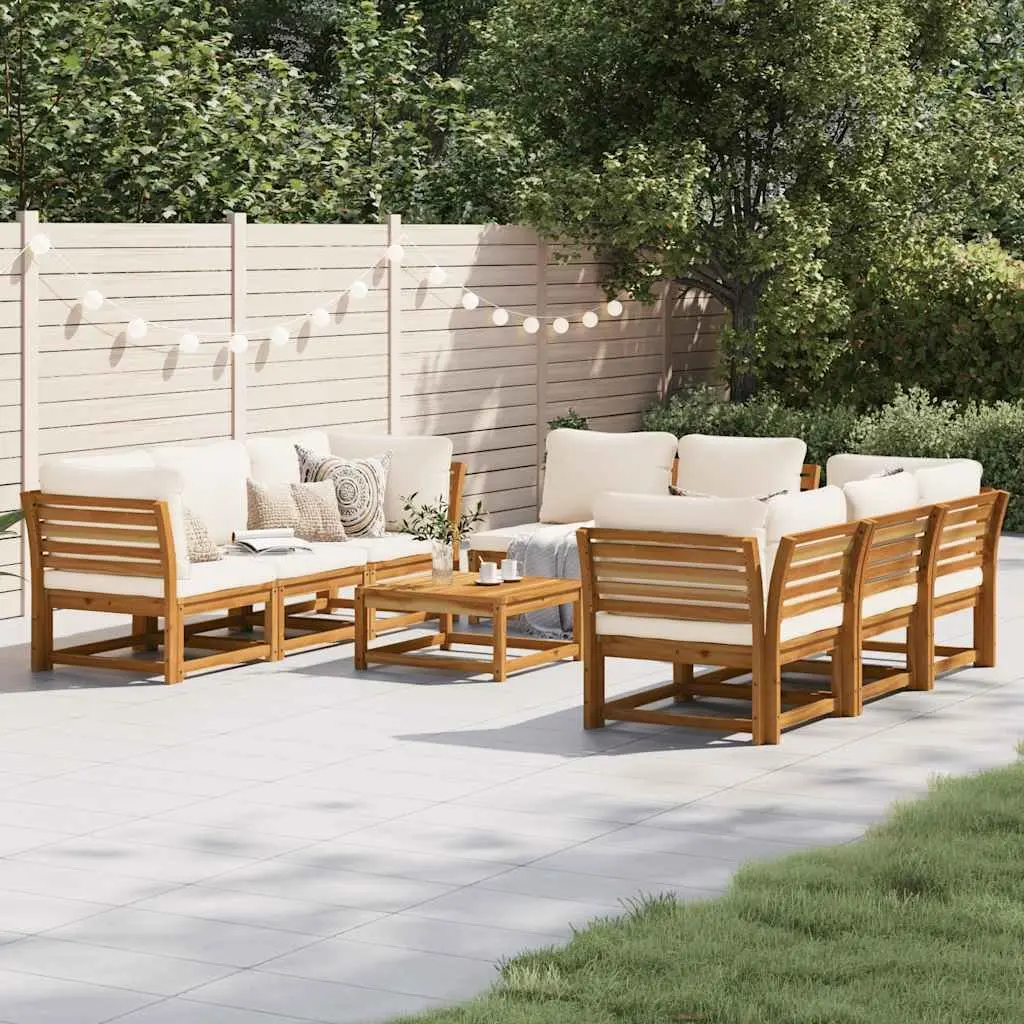 Garden Lounge Set 9 Piece Modular Outdoor Sectional Sofa with Cushions Acacia Wood