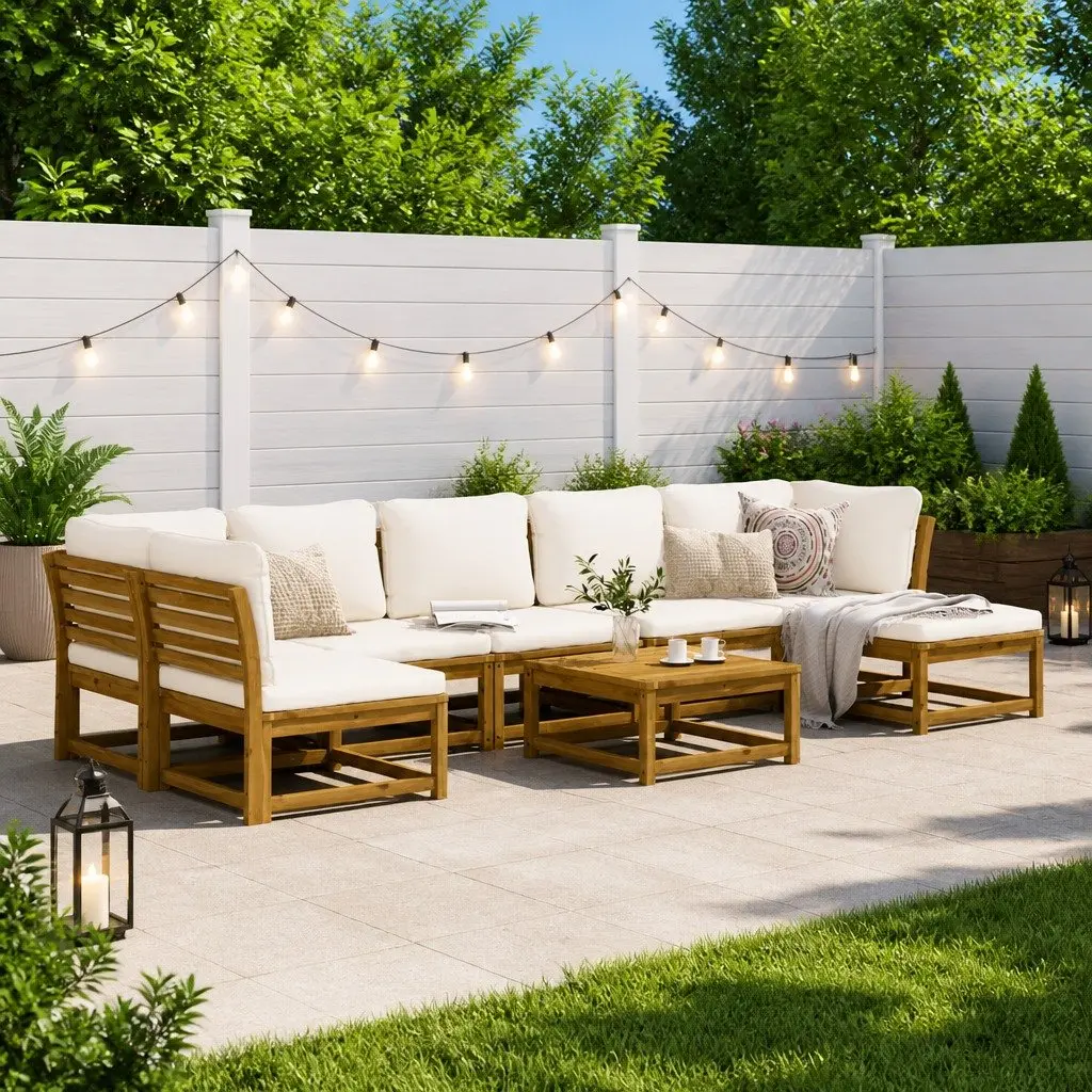 8 Piece Garden Lounge Set with Cushions Outdoor Sofa Set Modular Patio Seating
