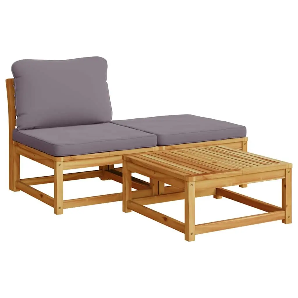 5 Piece Acacia Wood Modular Lounge Set with Cushions for Outdoor Garden Relaxation