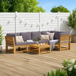 Outdoor Lounge Set: 6 Modular Pieces with Cushions