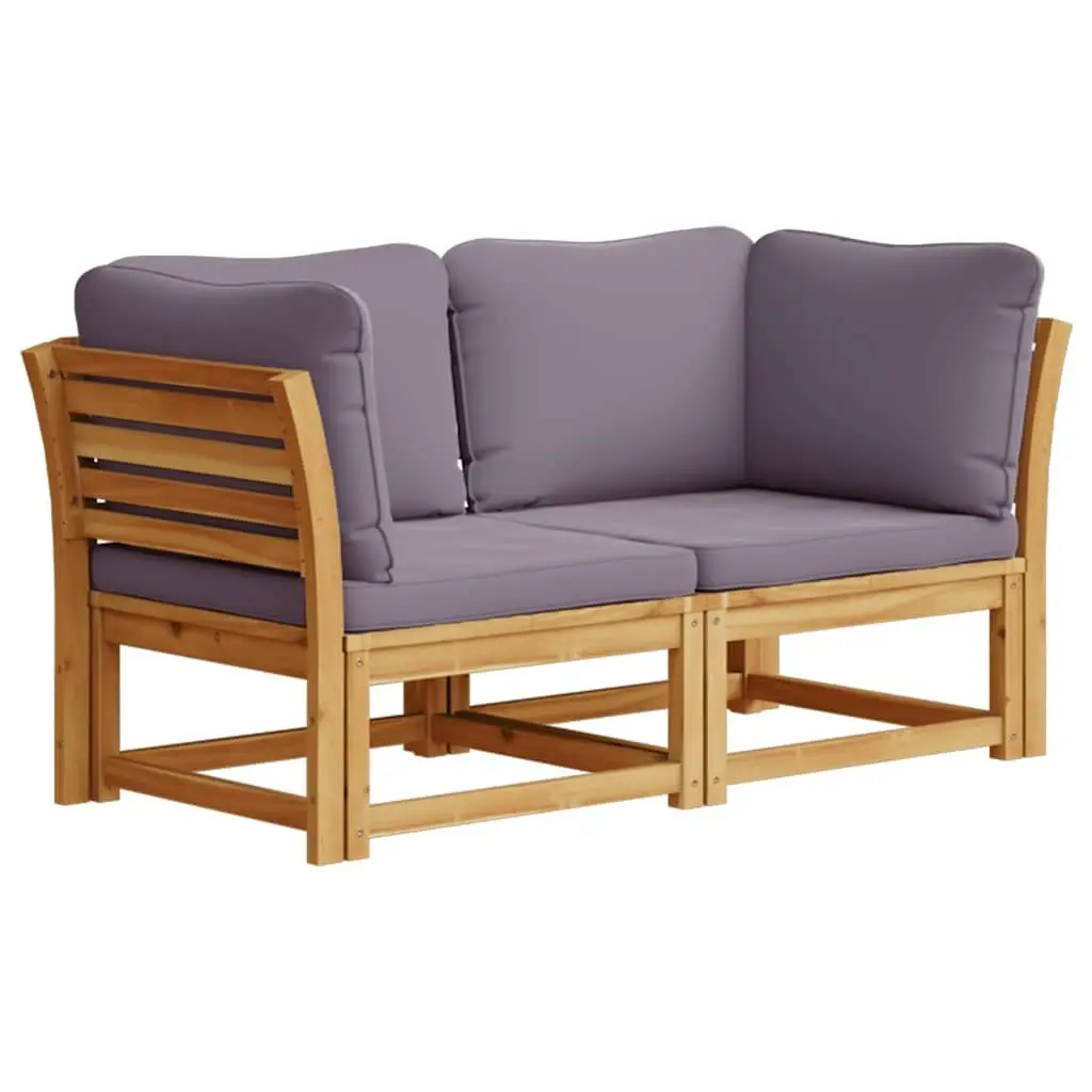 Outdoor Sectional Sofa 2-Seater Modular Wood Garden Lounge with Cushions