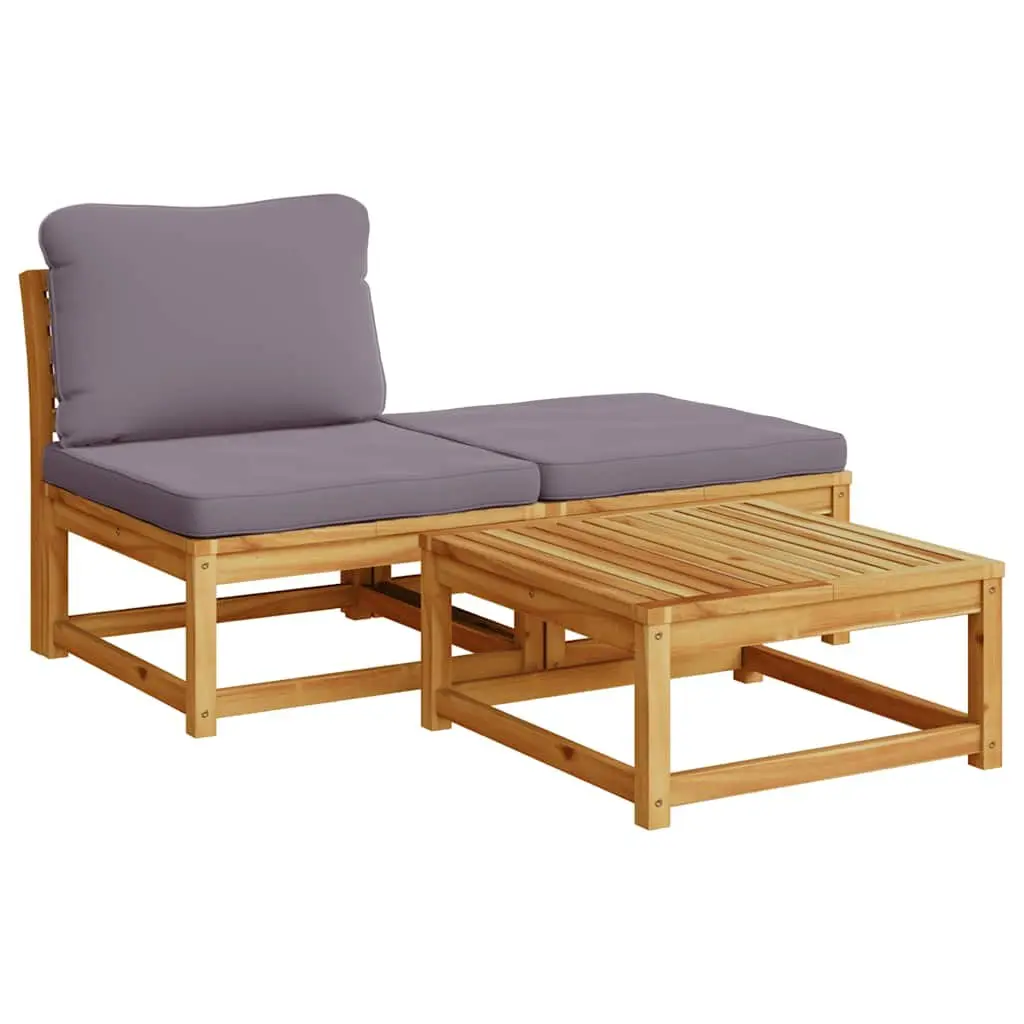 4 Piece Outdoor Garden Lounge Set Modular Sectional Sofa with Cushions Brown Wood
