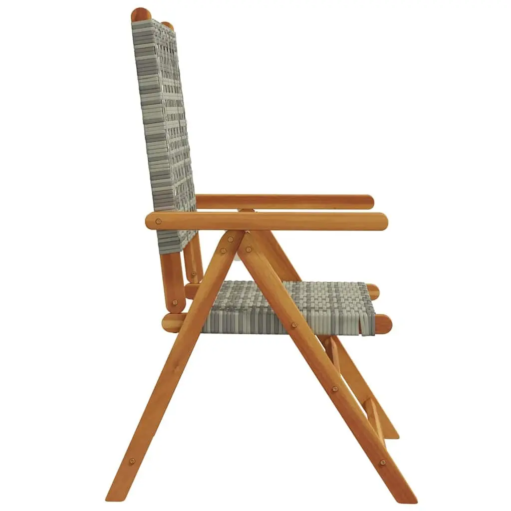 Reclining Garden Chairs 4 pcs Grey Outdoor Seating Foldable Patio Furniture Set